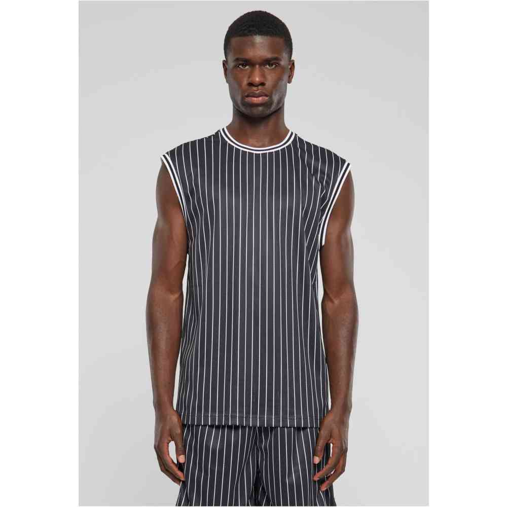 Urban Classics - Striped Mesh Tanktop - Black/White